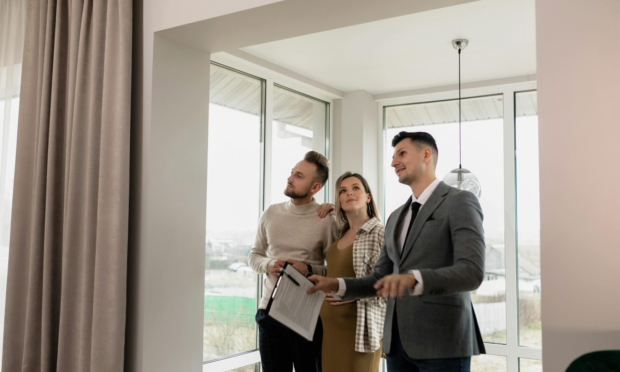 A house inspection with a young couple.